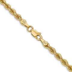 14K 30 inch 3mm Regular Rope with Lobster Clasp Chain