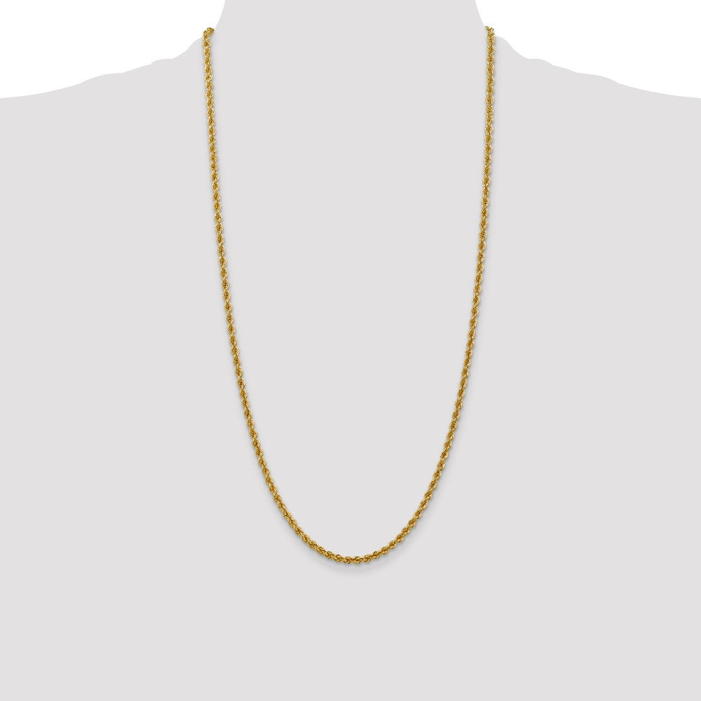 14K 28 inch 3mm Regular Rope with Lobster Clasp Chain