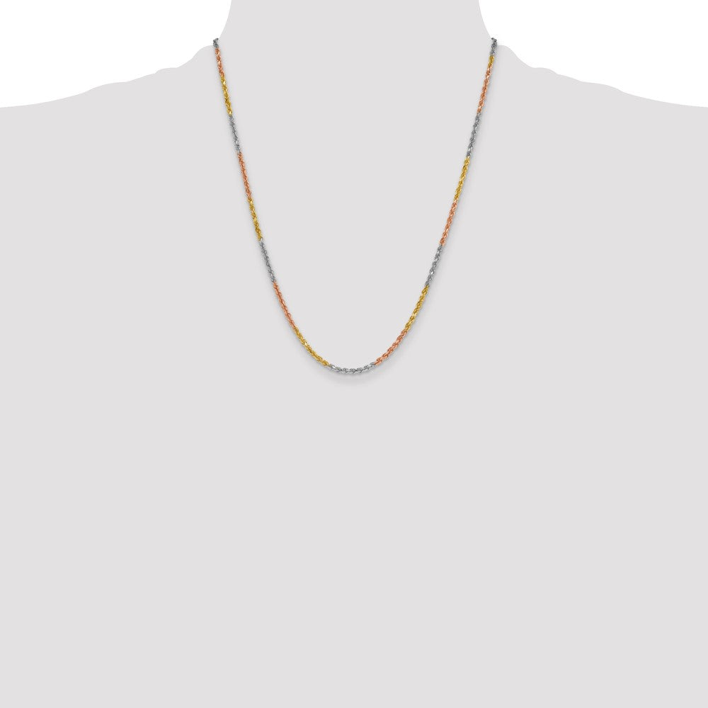 14k Tri-Color 3mm D/C Rope Chain