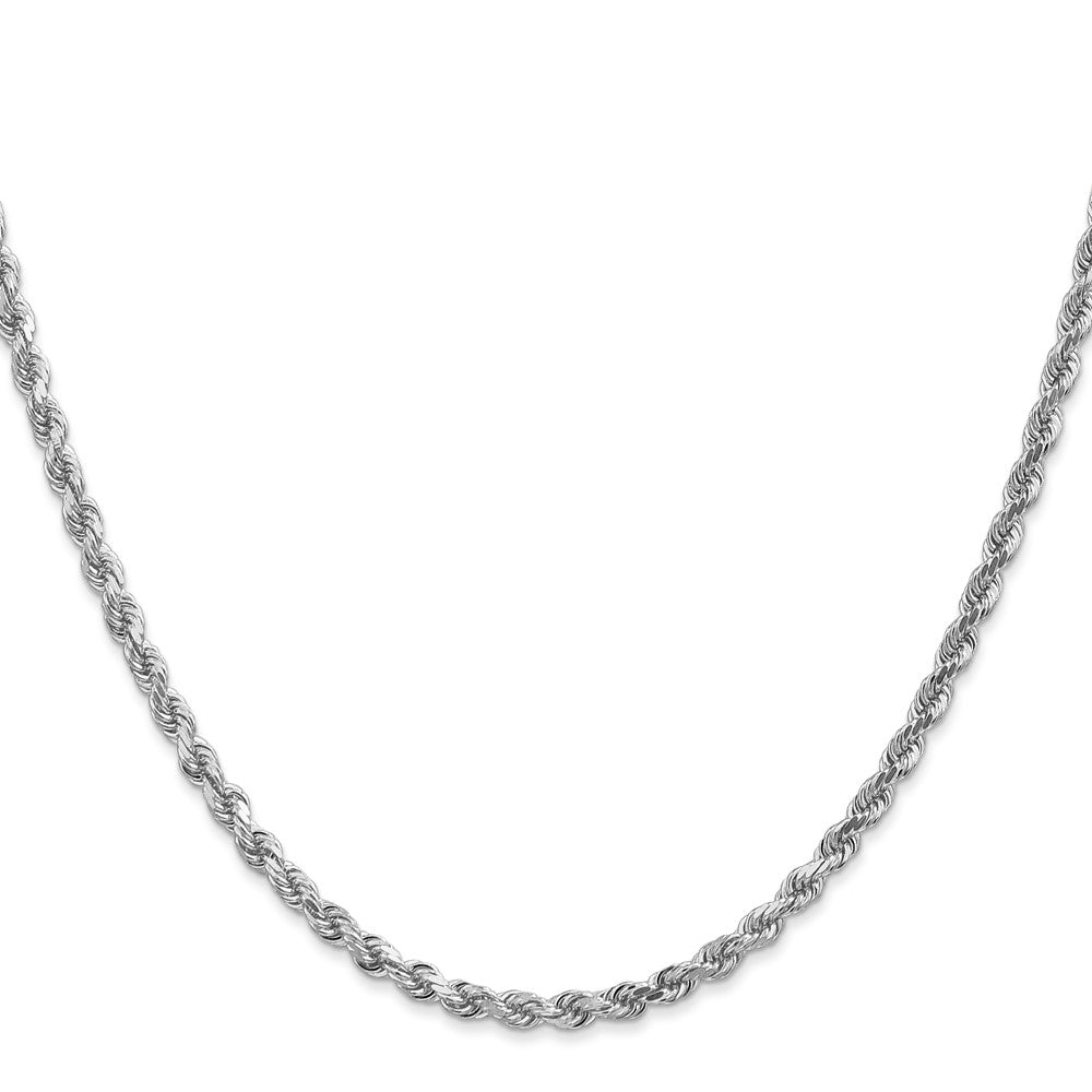 14K White Gold 26 inch 3mm Diamond-cut Rope with Lobster Clasp Chain