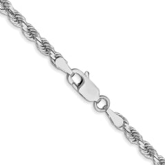 14K White Gold 26 inch 3mm Diamond-cut Rope with Lobster Clasp Chain