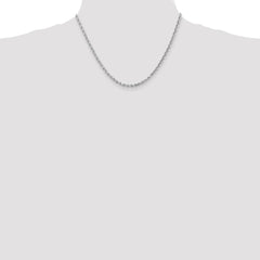 14K White Gold 18 inch 3mm Diamond-cut Rope with Lobster Clasp Chain