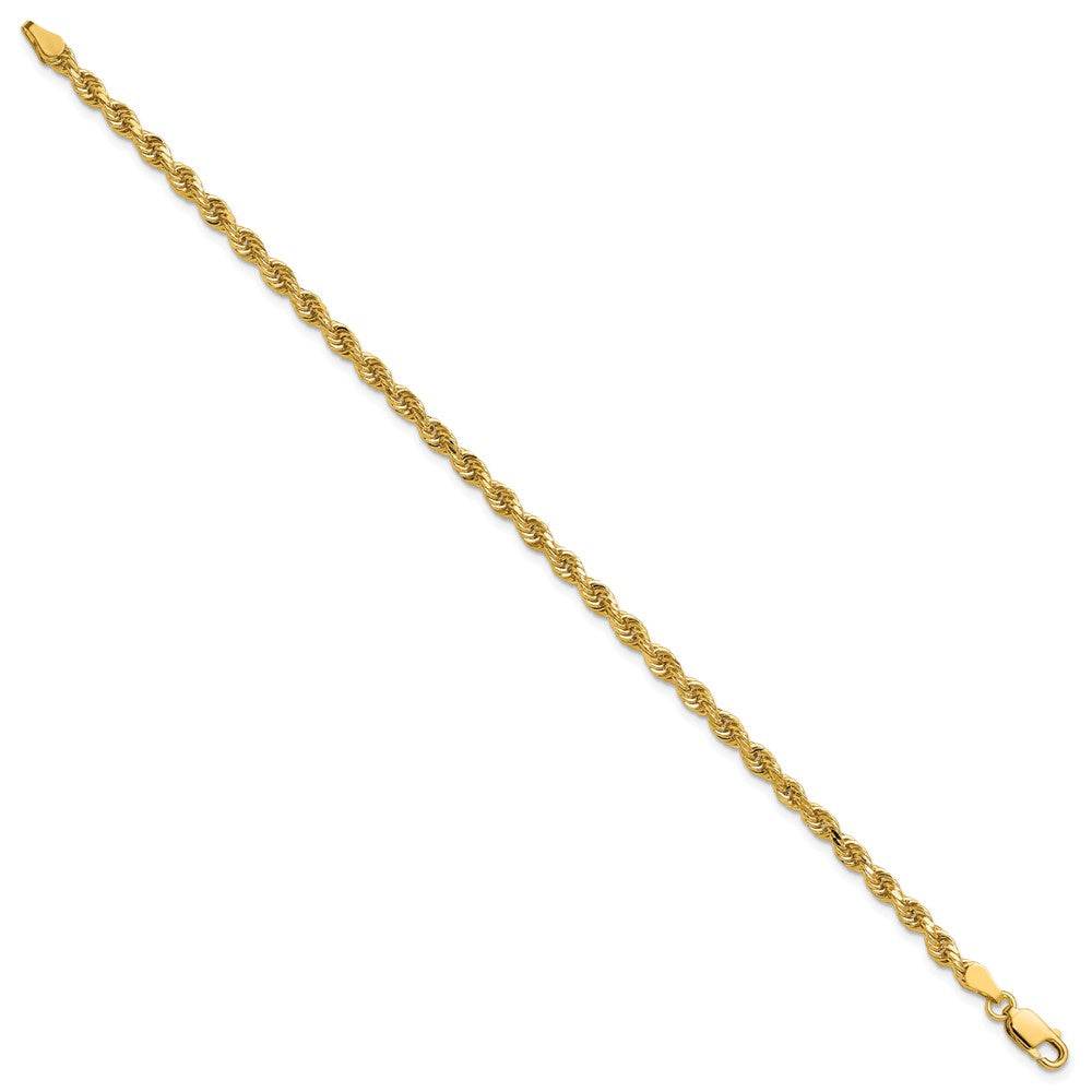 14K 7 inch 3.25mm Diamond-cut Rope with Lobster Clasp Chain