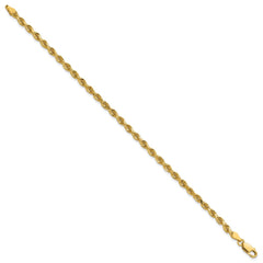 14K 7 inch 3.25mm Diamond-cut Rope with Lobster Clasp Chain