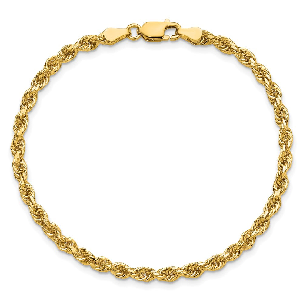 14K 7 inch 3.25mm Diamond-cut Rope with Lobster Clasp Chain