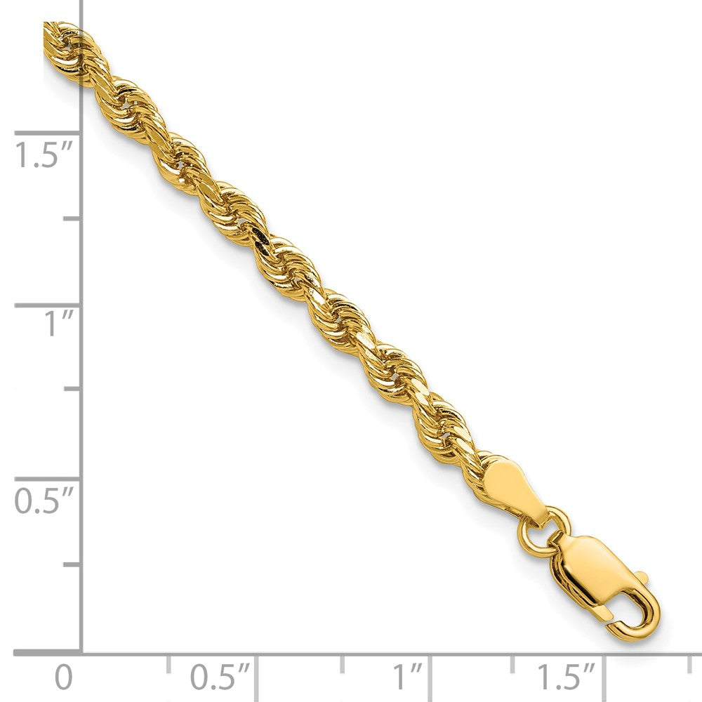 14K 7 inch 3.25mm Diamond-cut Rope with Lobster Clasp Chain