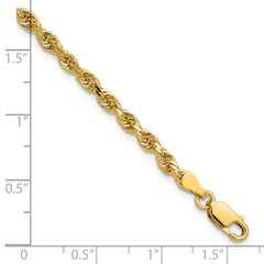14K 7 inch 3.25mm Diamond-cut Rope with Lobster Clasp Chain