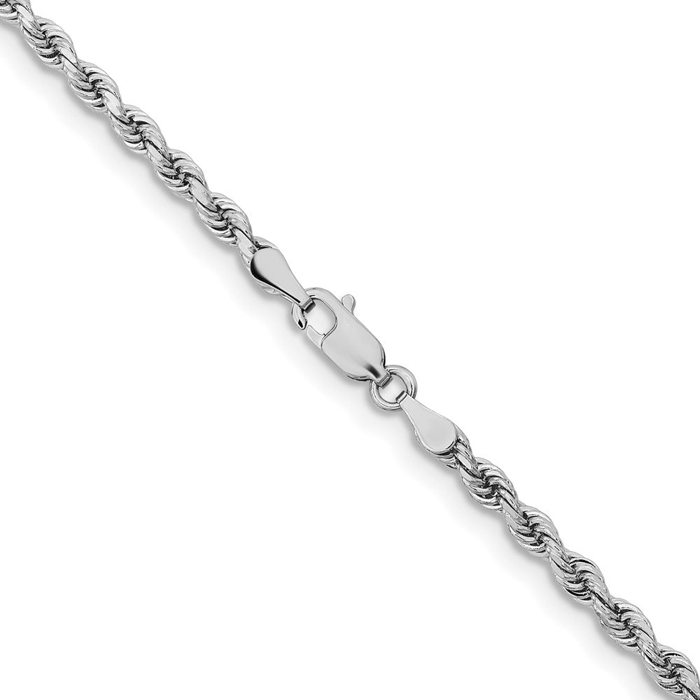 14K White Gold 30 inch 3.25mm Diamond-cut Rope with Lobster Clasp Chain