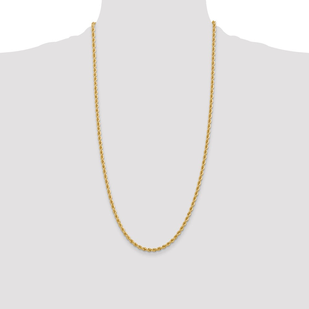 14K 28 inch 3.65mm Regular Rope with Lobster Clasp Chain