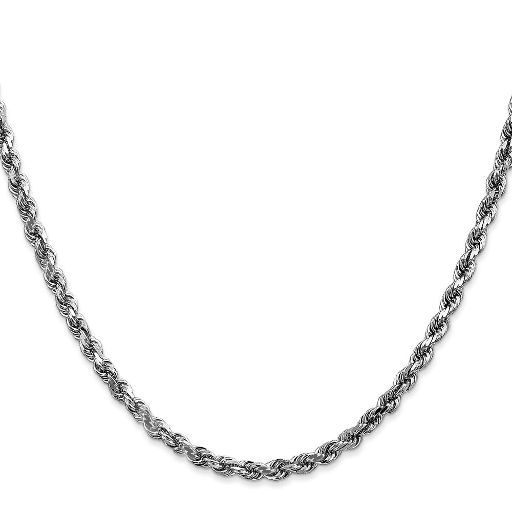 14K White Gold 24 inch 3.5mm Diamond-cut Rope with Lobster Clasp Chain