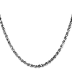 14K White Gold 20 inch 3.5mm Diamond-cut Rope with Lobster Clasp Chain