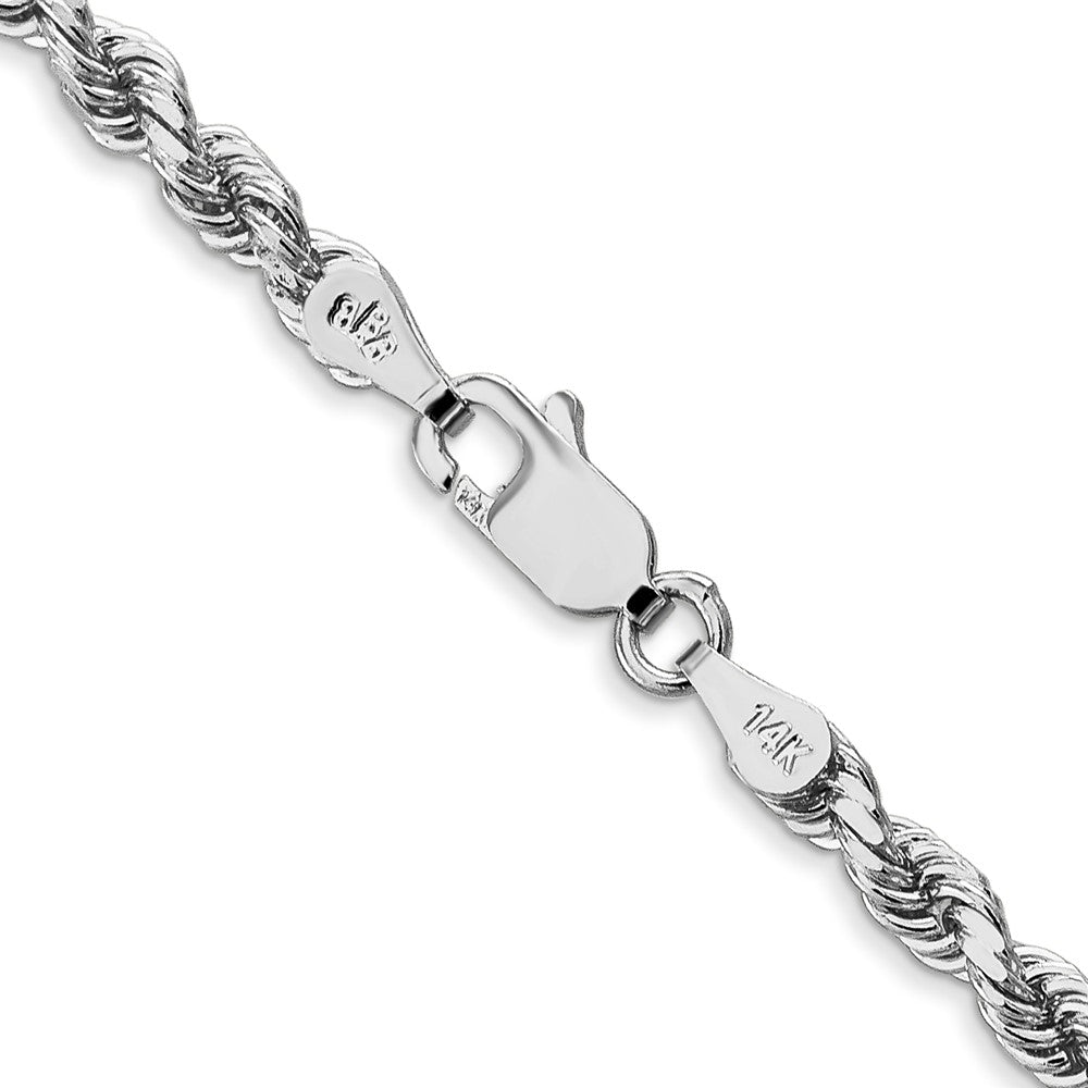 14K White Gold 18 inch 3.5mm Diamond-cut Rope with Lobster Clasp Chain