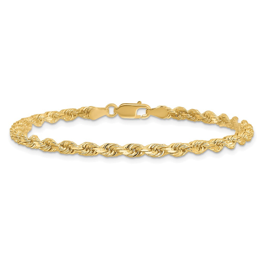 14K 7 inch 3.5mm Diamond-cut Rope with Lobster Clasp Chain
