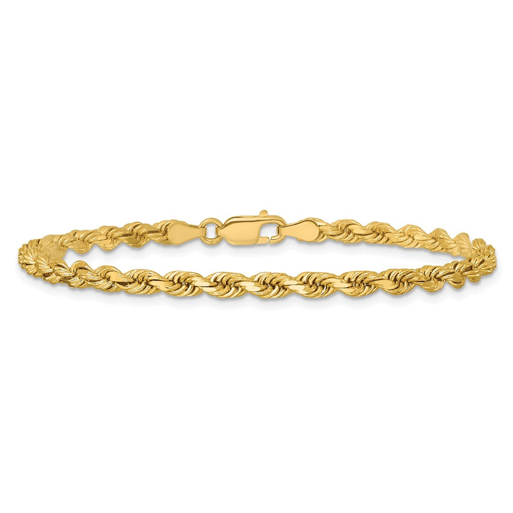 14K 8 inch 3.75mm Diamond-cut Rope with Lobster Clasp Chain