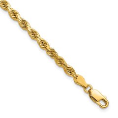 14K 7 inch 3.75mm Diamond-cut Rope with Lobster Clasp Chain