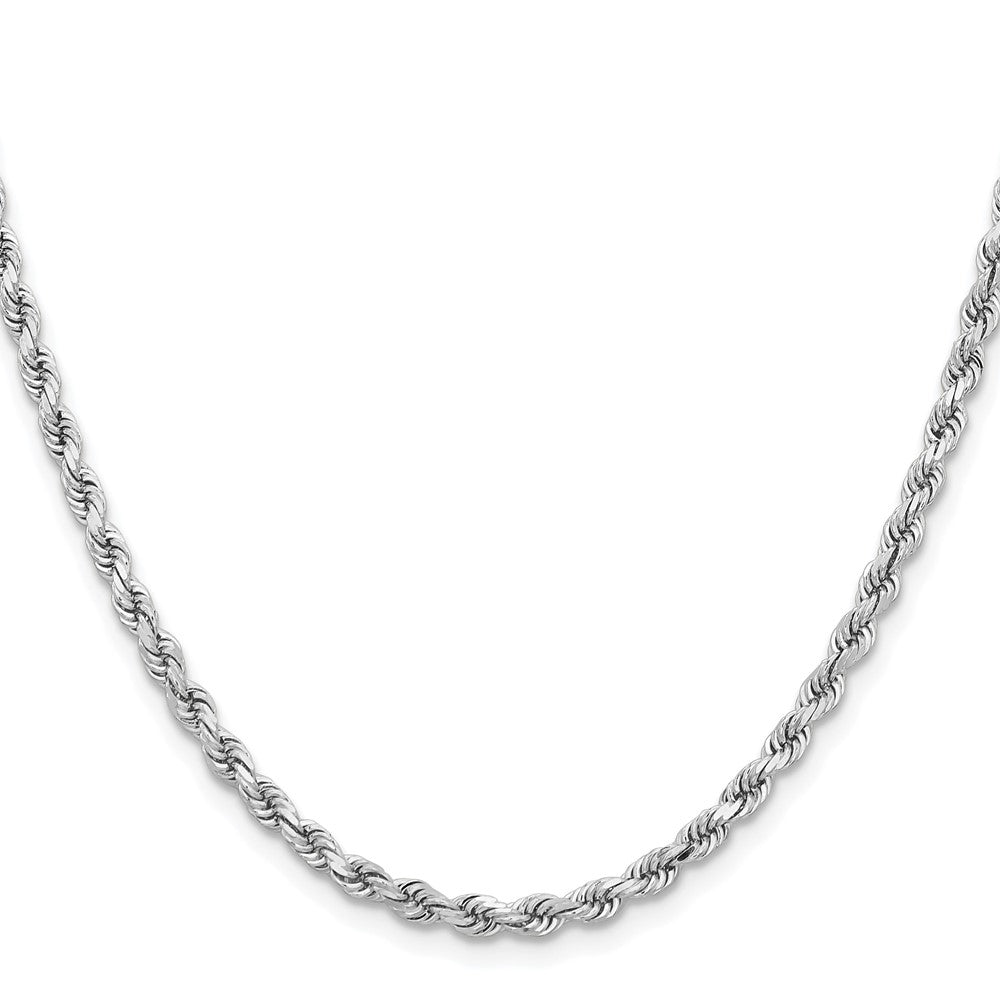 14K White Gold 28 inch 3.75mm Diamond-cut Rope with Lobster Clasp Chain