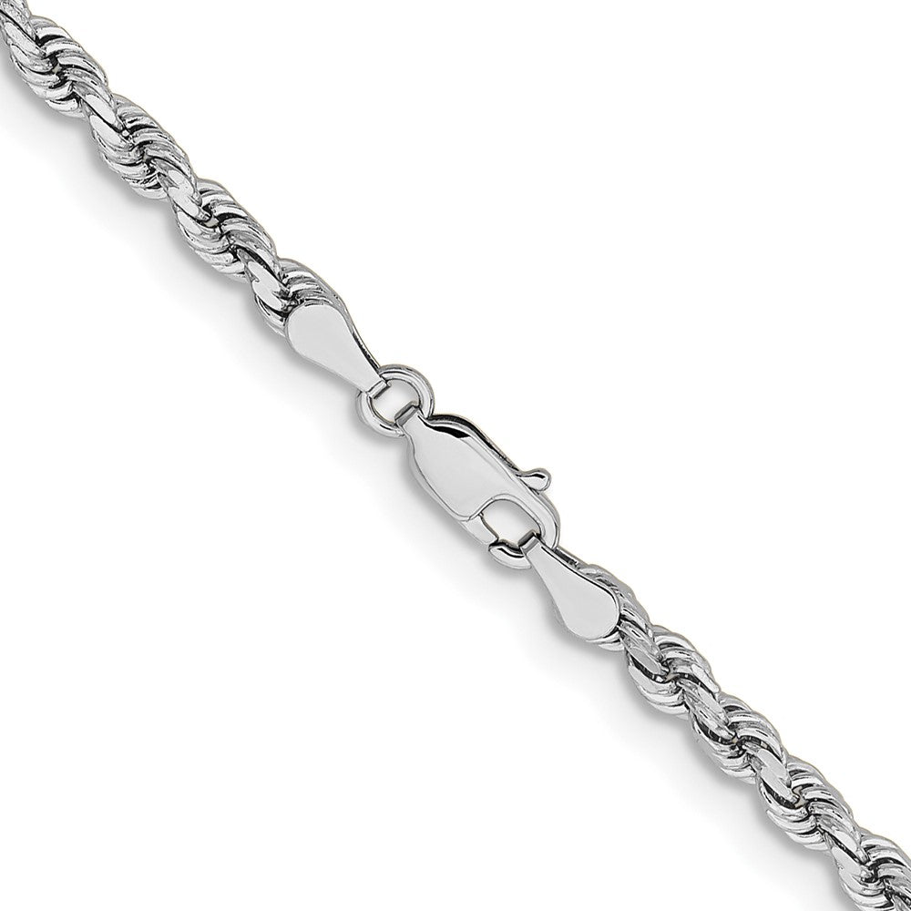 14K White Gold 28 inch 3.75mm Diamond-cut Rope with Lobster Clasp Chain