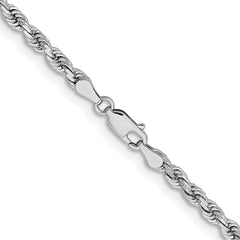 14K White Gold 30 inch 3.75mm Diamond-cut Rope with Lobster Clasp Chain