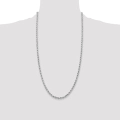 14K White Gold 28 inch 3.75mm Diamond-cut Rope with Lobster Clasp Chain