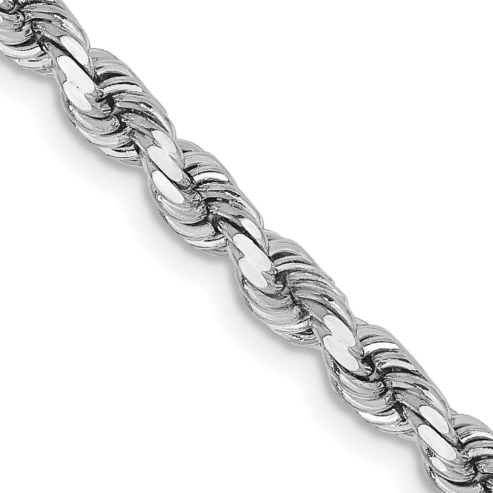 14K White Gold 22 inch 3.75mm Diamond-cut Rope with Lobster Clasp Chain