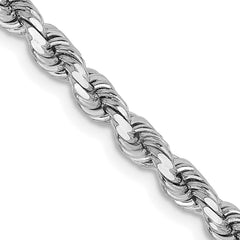 14K White Gold 24 inch 3.75mm Diamond-cut Rope with Lobster Clasp Chain