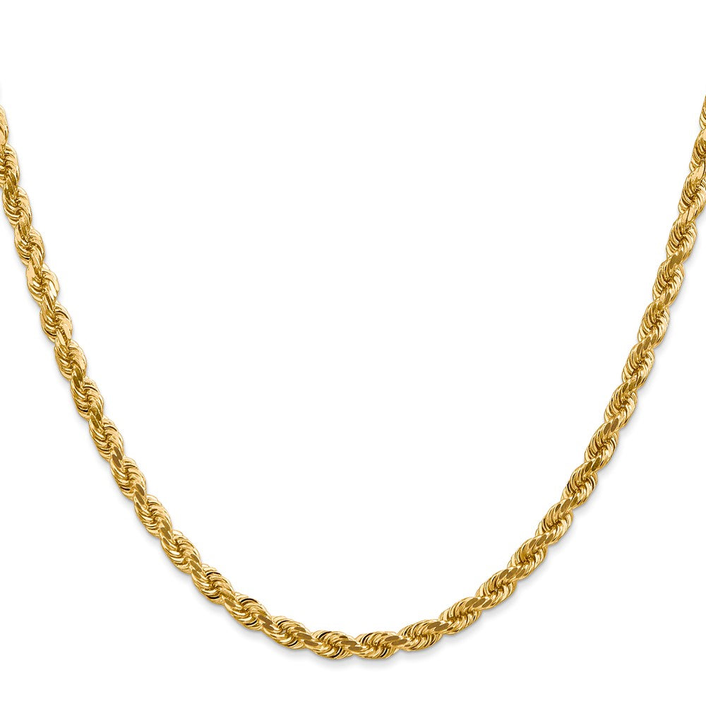14K 24 inch 4mm Diamond-cut Rope with Lobster Clasp Chain