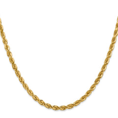 14K 24 inch 4mm Diamond-cut Rope with Lobster Clasp Chain