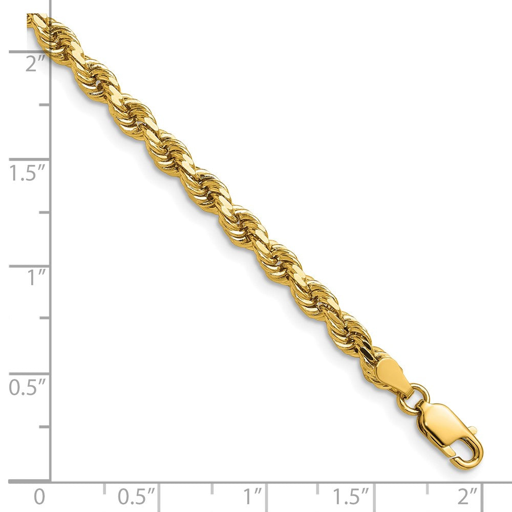 14K 24 inch 4mm Diamond-cut Rope with Lobster Clasp Chain