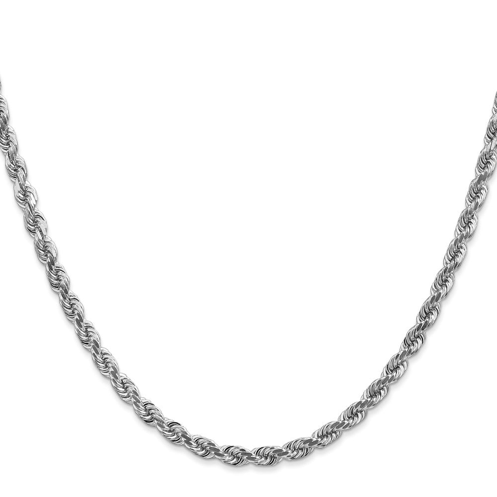 14K White Gold 30 inch 4mm Diamond-cut Rope with Lobster Clasp Chain