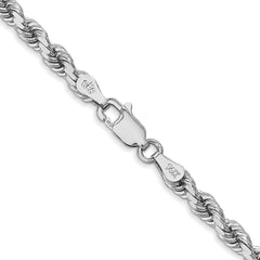 14K White Gold 24 inch 4mm Diamond-cut Rope with Lobster Clasp Chain