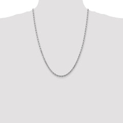 14K White Gold 24 inch 4mm Diamond-cut Rope with Lobster Clasp Chain