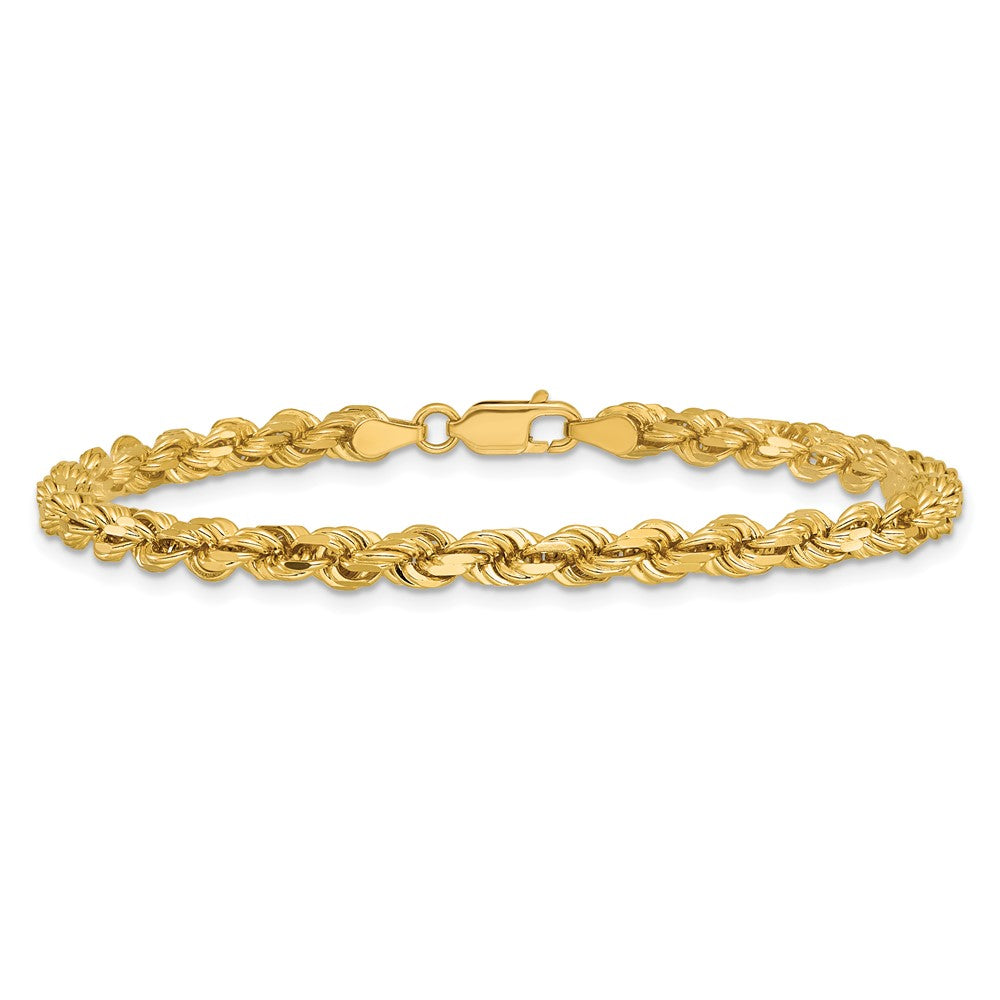 14K 8 inch 4.25mm Diamond-cut Rope with Lobster Clasp Chain
