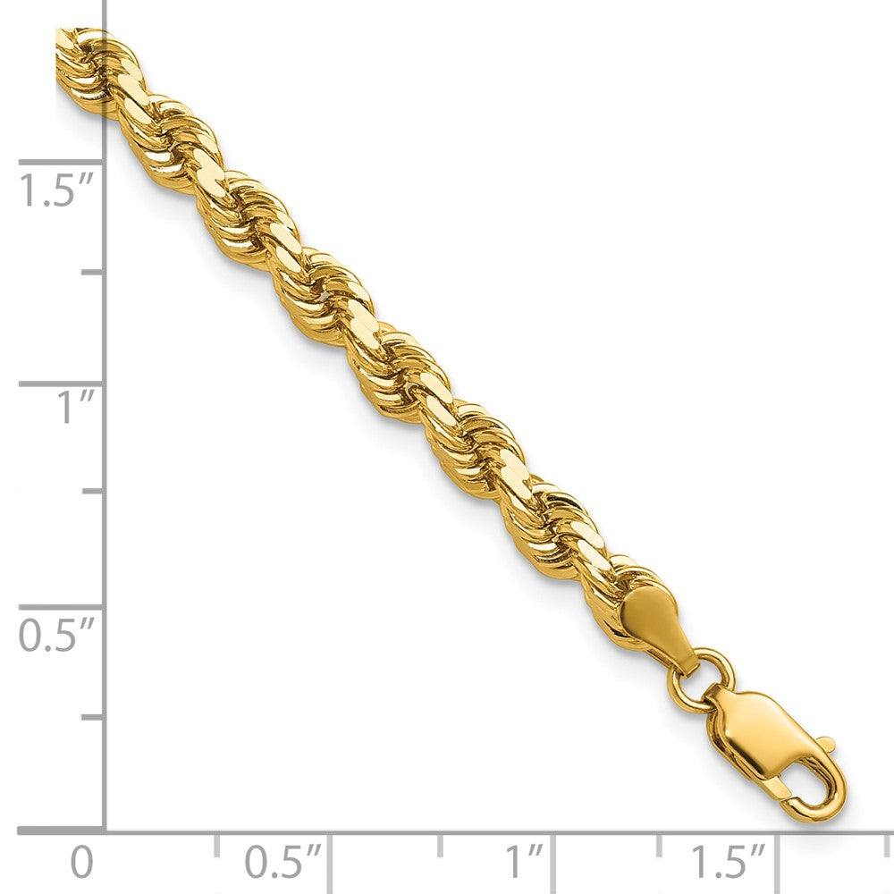 14K 8 inch 4.25mm Diamond-cut Rope with Lobster Clasp Chain