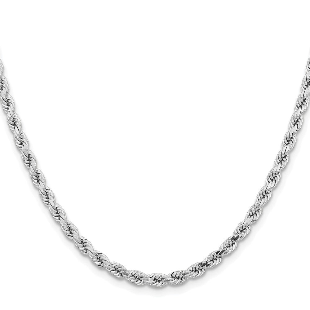 14K White Gold 30 inch 4.25mm Diamond-cut Rope with Lobster Clasp Chain