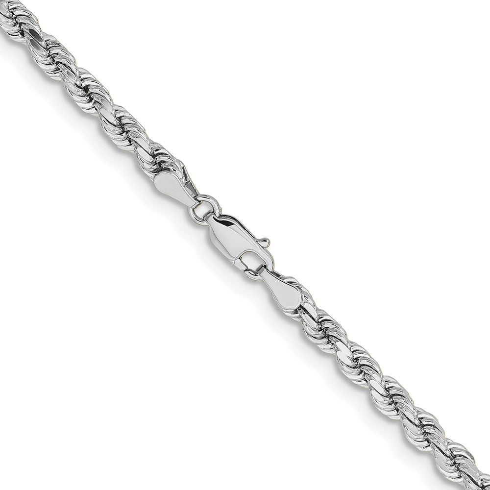 14K White Gold 20 inch 4.25mm Diamond-cut Rope with Lobster Clasp Chain