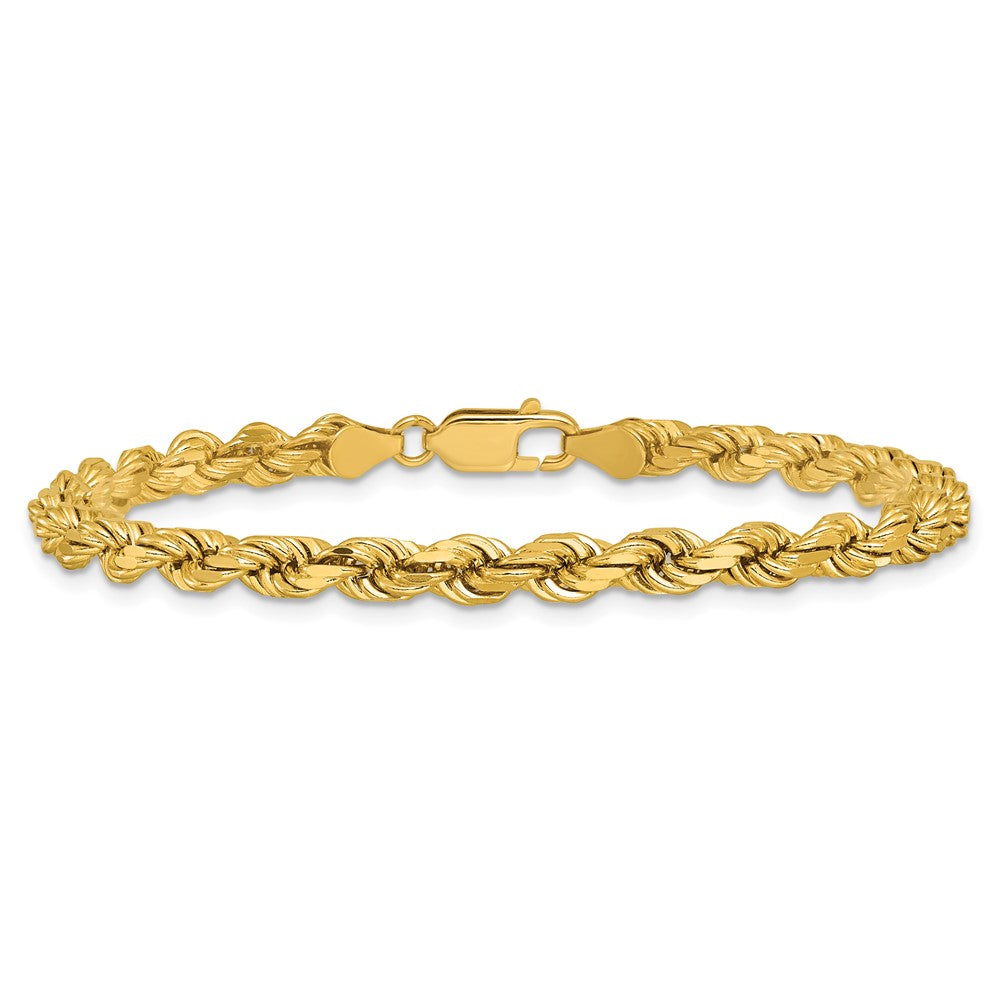 14K 8 inch 4.5mm Diamond-cut Rope with Lobster Clasp Chain