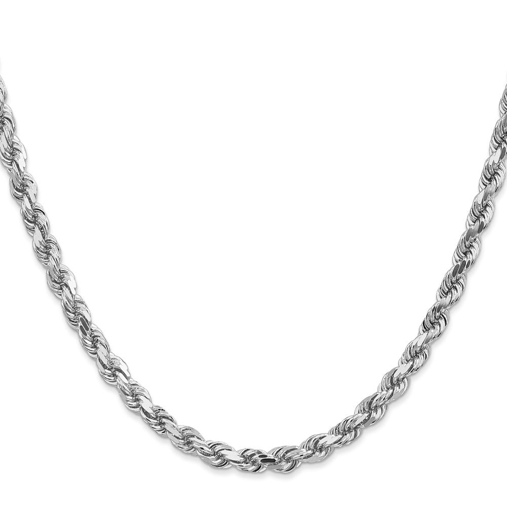 14K White Gold 28 inch 4.5mm Diamond-cut Rope with Lobster Clasp Chain