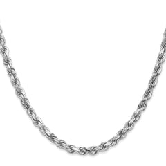 14K White Gold 28 inch 4.5mm Diamond-cut Rope with Lobster Clasp Chain