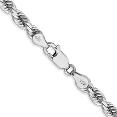 14K White Gold 28 inch 4.5mm Diamond-cut Rope with Lobster Clasp Chain