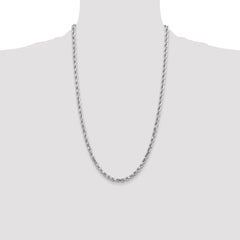 14K White Gold 26 inch 4.5mm Diamond-cut Rope with Lobster Clasp Chain