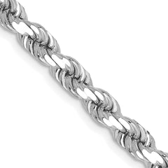 14K White Gold 22 inch 4.5mm Diamond-cut Rope with Lobster Clasp Chain