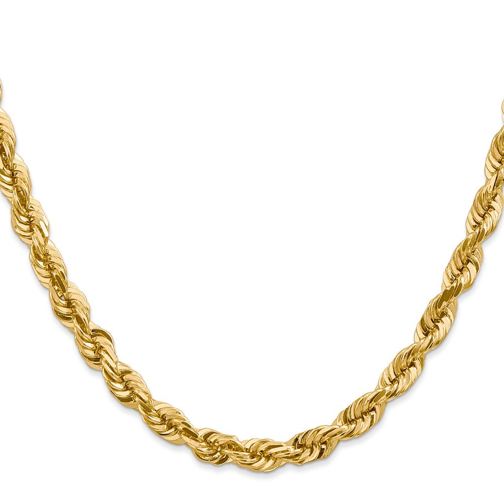 14K 26 inch 5.5mm Diamond-cut Rope with Fancy Lobster Clasp Chain