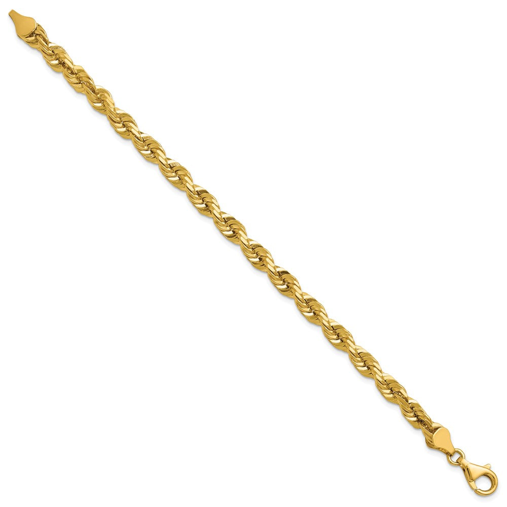 14K 8 inch 5.5mm Diamond-cut Rope with Fancy Lobster Clasp Chain