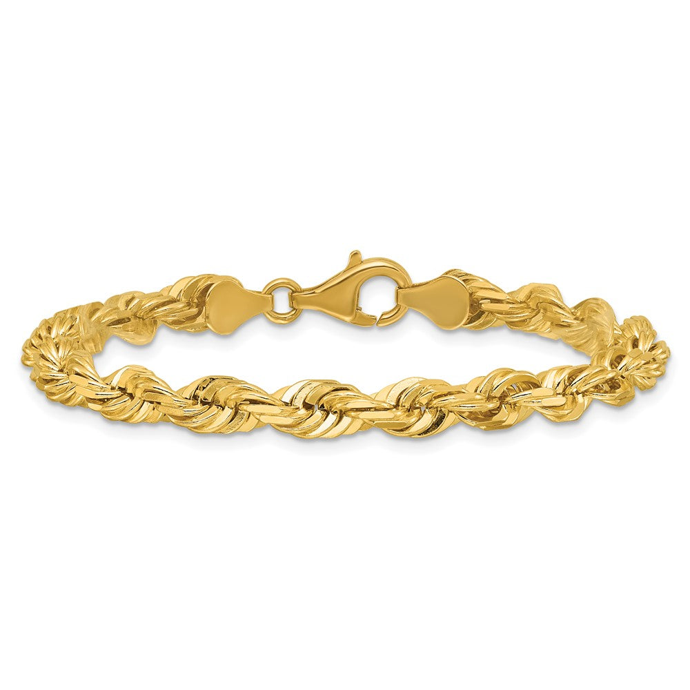 14K 8 inch 5.5mm Diamond-cut Rope with Fancy Lobster Clasp Chain