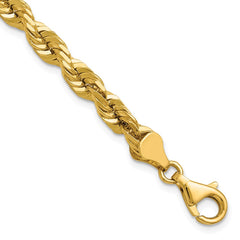 14K 8 inch 5.5mm Diamond-cut Rope with Fancy Lobster Clasp Chain