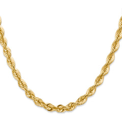 14K 28 inch 6mm Regular Rope with Fancy Lobster Clasp Chain
