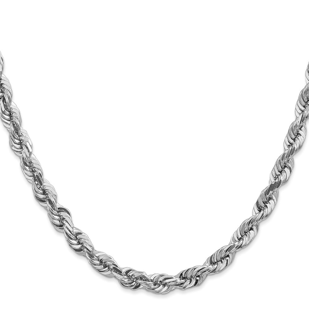 14K White Gold 20 inch 5.5mm Diamond-cut Rope with Lobster Clasp Chain