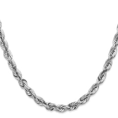 14K White Gold 24 inch 5.5mm Diamond-cut Rope with Lobster Clasp Chain