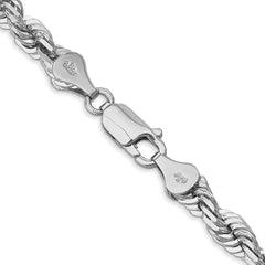 14K White Gold 24 inch 5.5mm Diamond-cut Rope with Lobster Clasp Chain