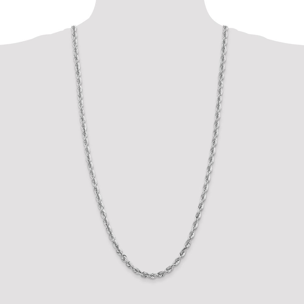 14K White Gold 30 inch 5.5mm Diamond-cut Rope with Lobster Clasp Chain